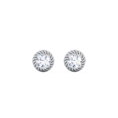 Twisted Rope Birthstone Stud Earrings – Sterling Silver with Diamond