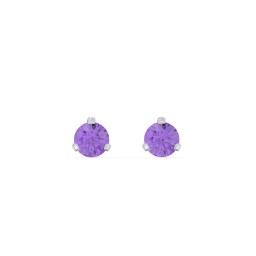 Birthstone Martini Stud Earrings in 925 Sterling Silver with Amethyst
