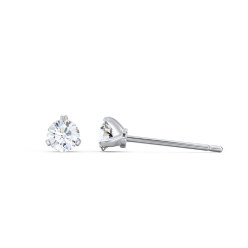 Birthstone Martini Stud Earrings – Sterling Silver with Diamond