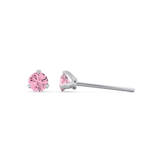 Birthstone Martini Stud Earrings – Sterling Silver with Pink Tourmaline