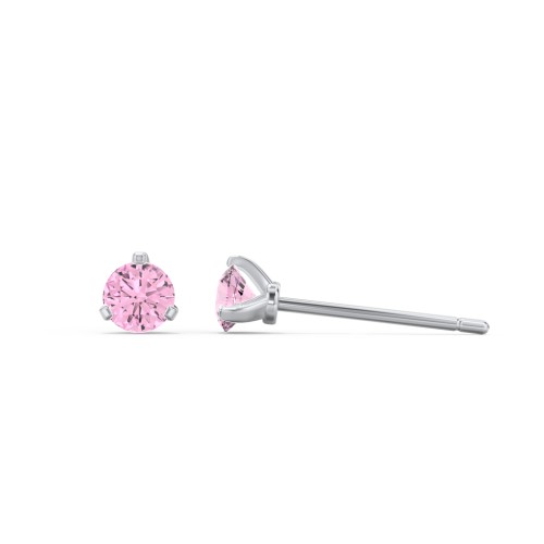 Birthstone Martini Stud Earrings – Sterling Silver with Pink Tourmaline