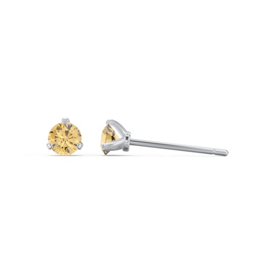 Birthstone Martini Stud Earrings – Sterling Silver with Citrine
