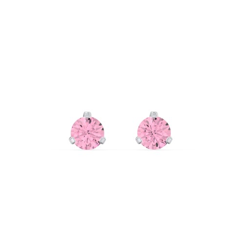 Birthstone Martini Stud Earrings – Sterling Silver with Pink Tourmaline