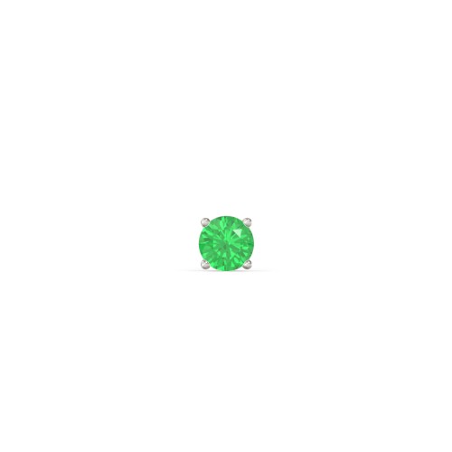 Classic Birthstone Single Stud – 10K White Gold with Emerald