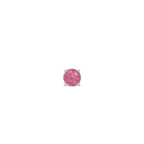 Classic Birthstone Single Stud – Sterling Silver with Pink Tourmaline