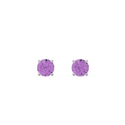 Classic Birthstone Stud Earrings in 925 Sterling Silver with Amethyst