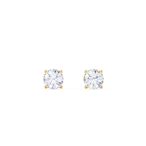 Classic Birthstone Stud Earrings – 10K Yellow Gold with Diamond
