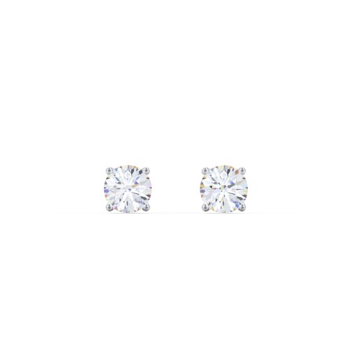 Classic Birthstone Stud Earrings – Sterling Silver with Diamond