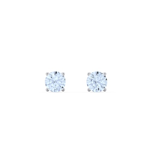 Classic Birthstone Stud Earrings – Sterling Silver with Aquamarine