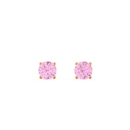 Classic Birthstone Stud Earrings in 10K Solid Rose Gold with Pink Tourmaline