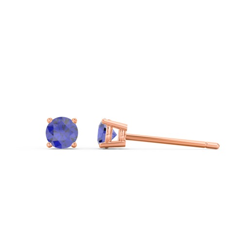 Classic Birthstone Stud Earrings – 10K Rose Gold with Blue Sapphire