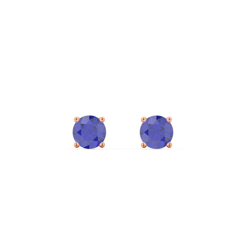 Classic Birthstone Stud Earrings – 10K Rose Gold with Blue Sapphire