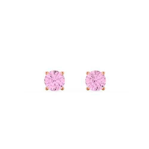 Classic Birthstone Stud Earrings – 10K Rose Gold with Pink Tourmaline