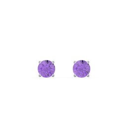 Classic Birthstone Stud Earrings in 925 Sterling Silver with Amethyst