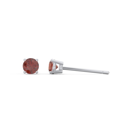 Classic Birthstone Stud Earrings – Sterling Silver with Garnet