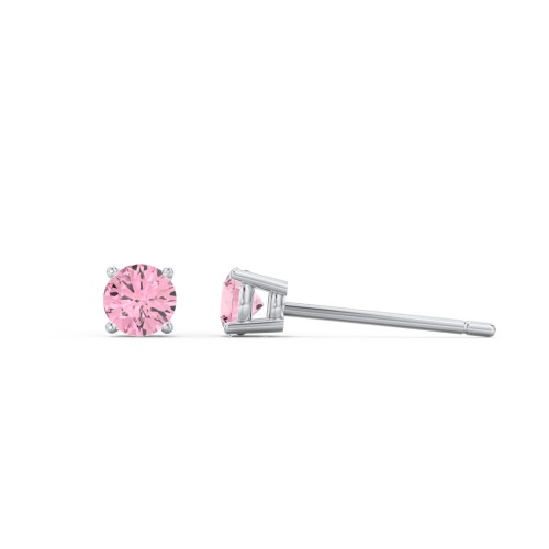Classic Birthstone Stud Earrings – Sterling Silver with Pink Tourmaline
