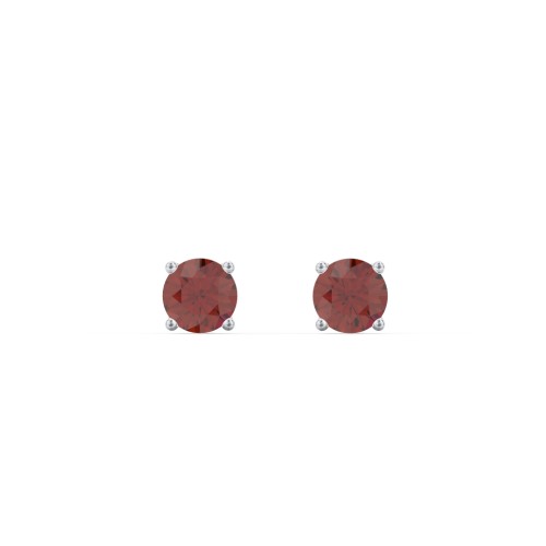 Classic Birthstone Stud Earrings – Sterling Silver with Garnet