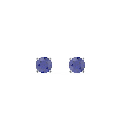 Classic Birthstone Stud Earrings – Sterling Silver with Blue Sapphire