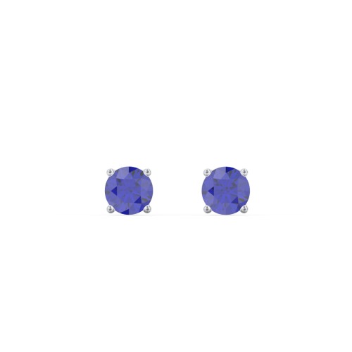 Classic Birthstone Stud Earrings – Sterling Silver with Blue Sapphire
