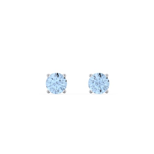 Classic Birthstone Stud Earrings – Sterling Silver with Blue Topaz