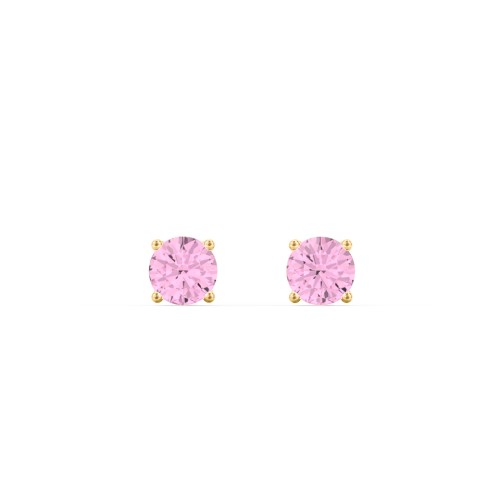 Classic Birthstone Stud Earrings – 10K Yellow Gold with Pink Tourmaline
