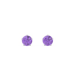 5 Prong Birthstone Stud Earrings in 925 Sterling Silver with Amethyst