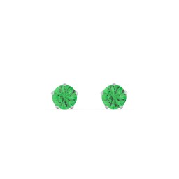 5 Prong Birthstone Stud Earrings in 925 Sterling Silver with Emerald