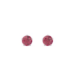 5 Prong Birthstone Stud Earrings in 925 Sterling Silver with Ruby