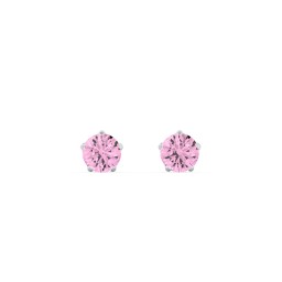 5 Prong Birthstone Stud Earrings in 925 Sterling Silver with Pink Tourmaline