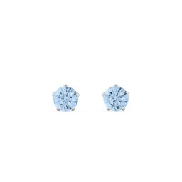 5 Prong Birthstone Stud Earrings in 925 Sterling Silver with Blue Topaz