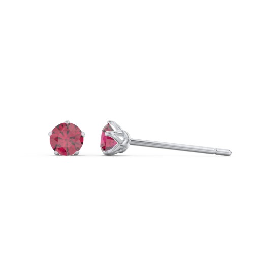 5 Prong Birthstone Stud Earrings – Sterling Silver with Ruby