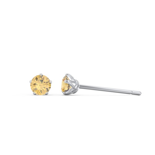 5 Prong Birthstone Stud Earrings – Sterling Silver with Citrine