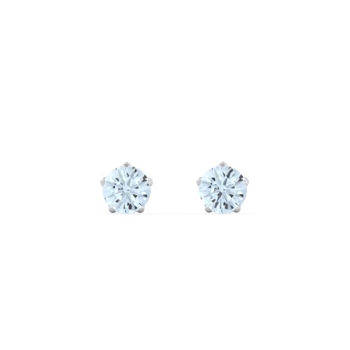 5 Prong Birthstone Stud Earrings – Sterling Silver with Aquamarine