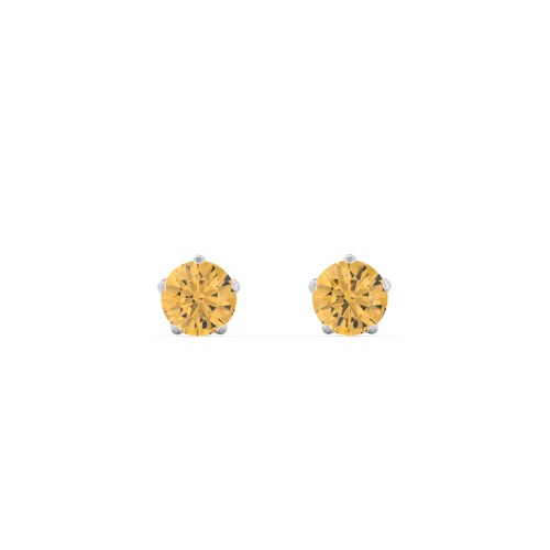5 Prong Birthstone Stud Earrings – Sterling Silver with Citrine
