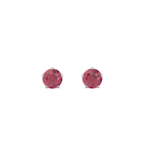 5 Prong Birthstone Stud Earrings – Sterling Silver with Ruby