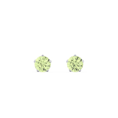 5 Prong Birthstone Stud Earrings – Sterling Silver with Peridot
