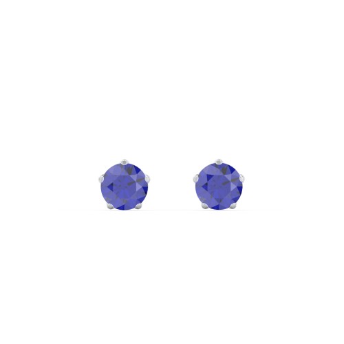 5 Prong Birthstone Stud Earrings – Sterling Silver with Blue Sapphire