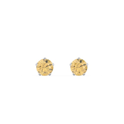 5 Prong Birthstone Stud Earrings – Sterling Silver with Citrine