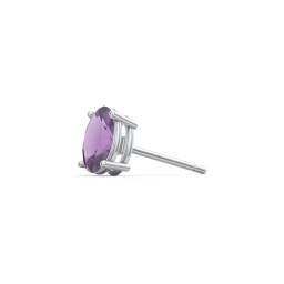 Classic Oval Birthstone Single Stud in 925 Sterling Silver with Amethyst