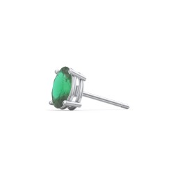 Classic Oval Birthstone Single Stud in 925 Sterling Silver with Emerald