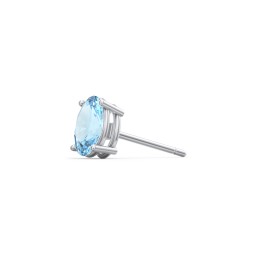 Classic Oval Birthstone Single Stud in 925 Sterling Silver with Blue Topaz
