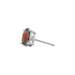 Classic Oval Birthstone Single Stud in 925 Sterling Silver with Garnet