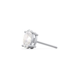 Classic Oval Birthstone Single Stud in 925 Sterling Silver with Diamond