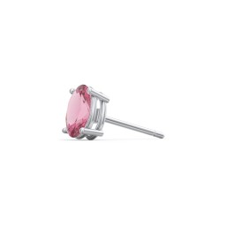 Classic Oval Birthstone Single Stud in 925 Sterling Silver with Pink Tourmaline