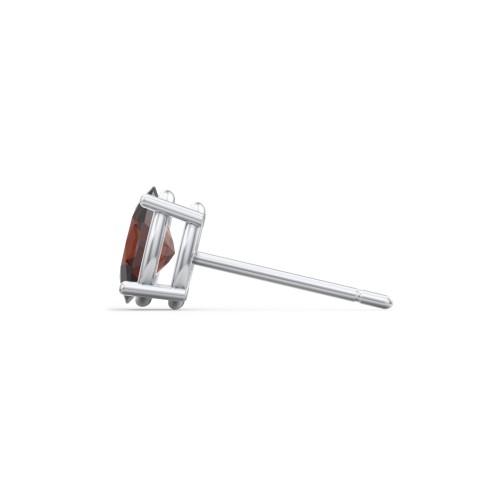 Classic Oval Birthstone Single Stud – Sterling Silver with Garnet