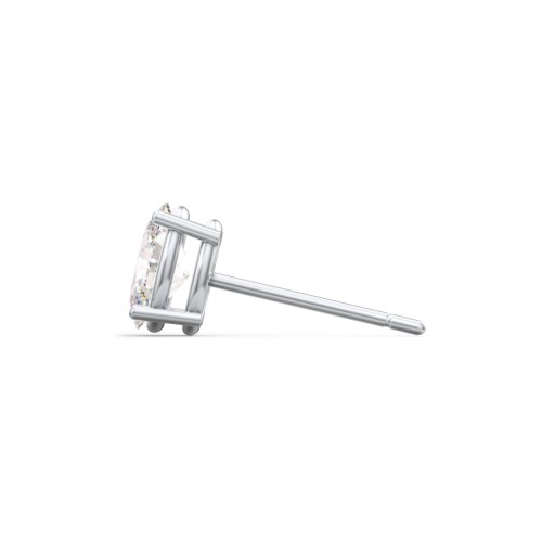 Classic Oval Birthstone Single Stud – Sterling Silver with Diamond