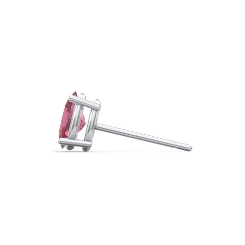 Classic Oval Birthstone Single Stud – Sterling Silver with Pink Tourmaline