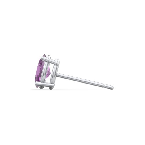 Classic Oval Birthstone Single Stud – Sterling Silver with Amethyst