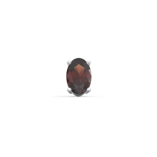 Classic Oval Birthstone Single Stud – Sterling Silver with Garnet