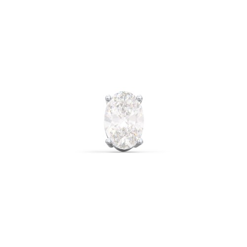 Classic Oval Birthstone Single Stud – Sterling Silver with Diamond